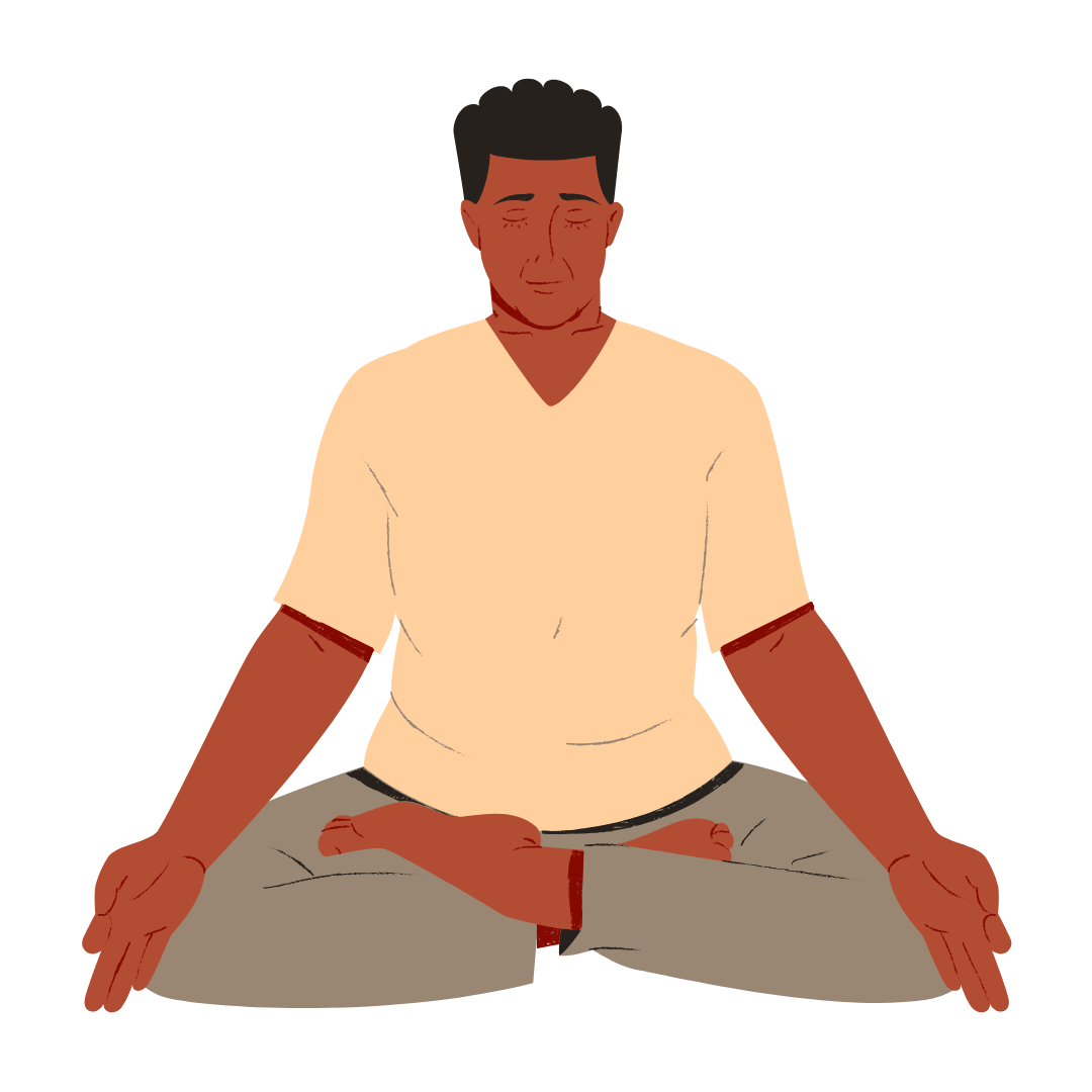 Man meditating in lotus pose representing calm and focus for natural supplements for men 2025